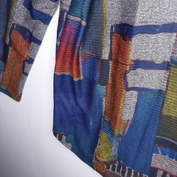 Damee Shirt-Jacket XL Women Abstract Multicolor Button Pocket Artsy Shacket Top - Picture 4 of 10